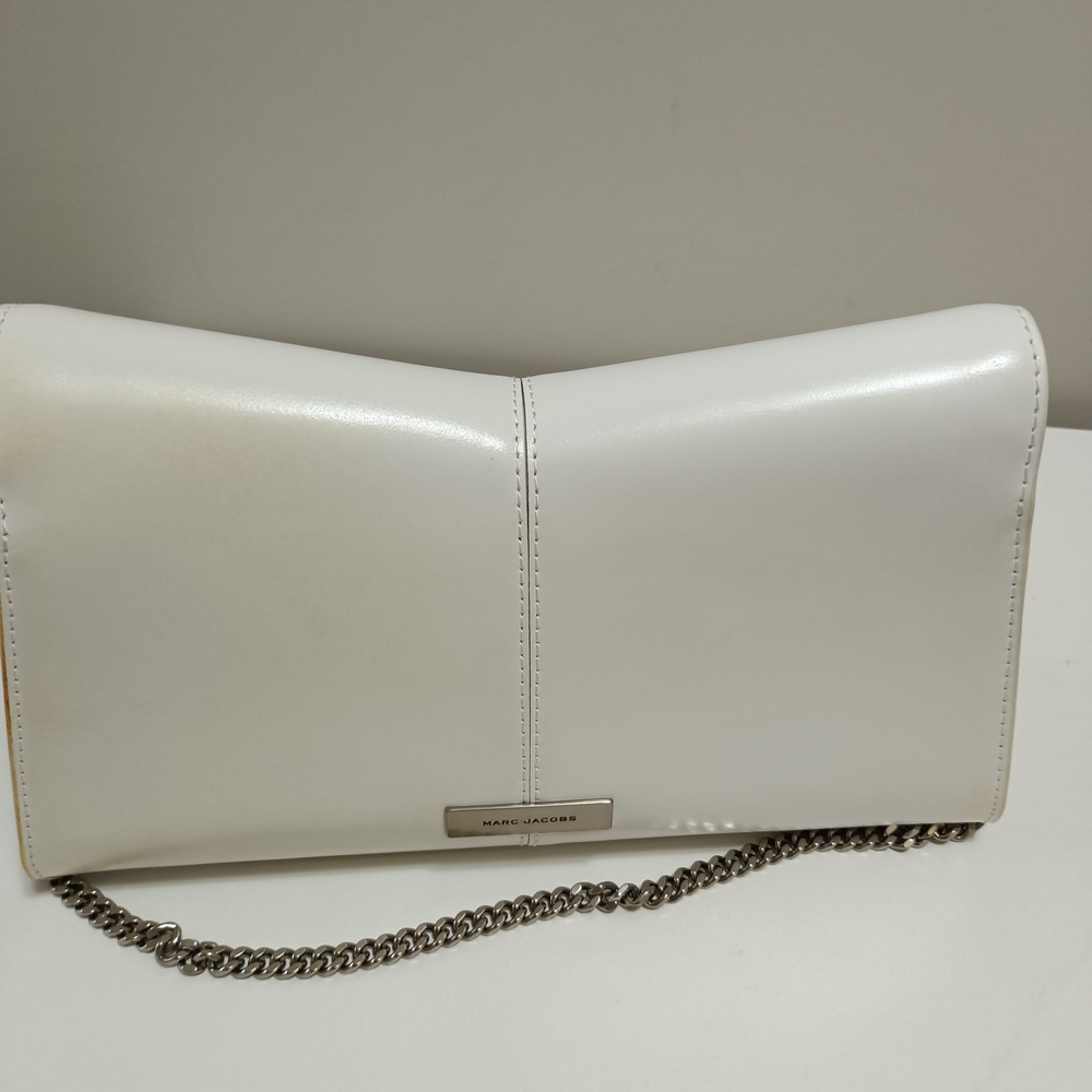 Marc Jacobs White Leather Clutch with Chain